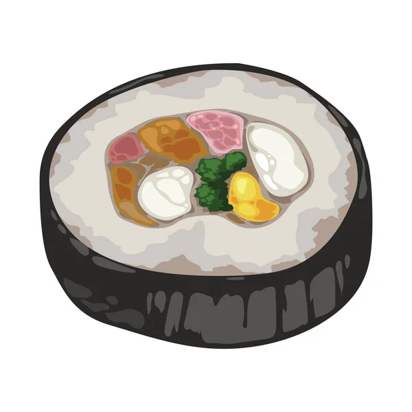 Bimbap Sushi Roll Finom Ikon — Stock Vector