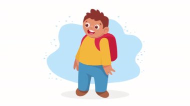 Okul çantalı küçük çocuk animasyonu, 4k video animasyonu
