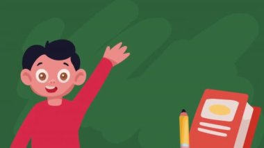 little student boy character animation ,4k video animated