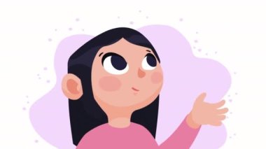 Küçük kız karakter animasyonunu kurtarıyor, 4k video animasyonu