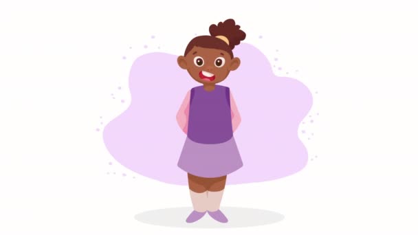 Afro Little Girl Character Animation Video Animated — 图库视频影像