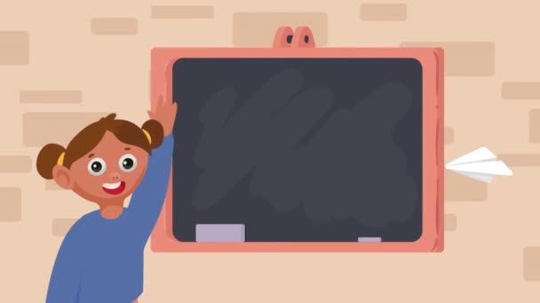Niña Estudiante Animación Del Aula Video Animado — Vídeos de Stock