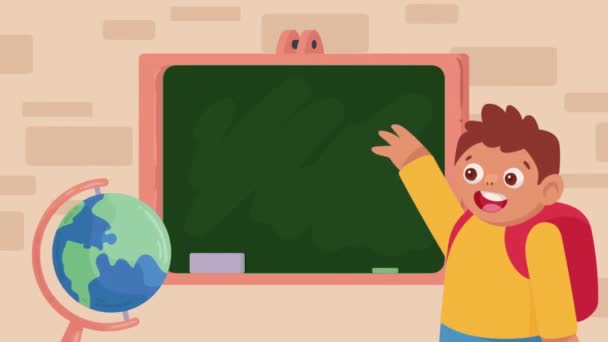 Menino Estudante Sala Aula Animação Vídeo Animado — Vídeo de Stock