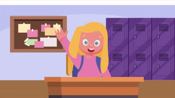 Dziewczynka Student Klasie Animacji Wideo Animowane — Wideo stockowe