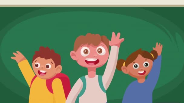 Pequeños Estudiantes Niños Personajes Animación Video Animado — Vídeo de stock