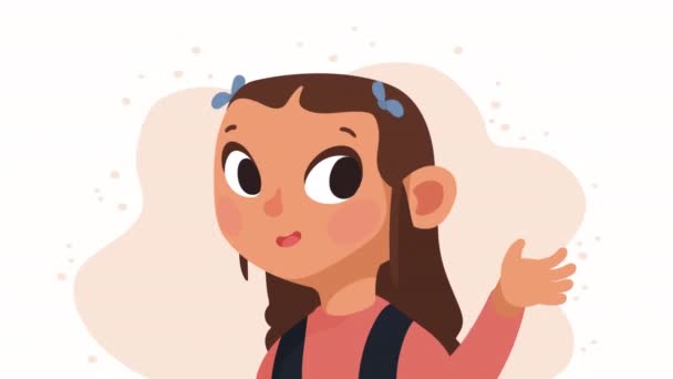 Adolescente Menina Saludating Personagem Animação Vídeo Animado — Vídeo de Stock