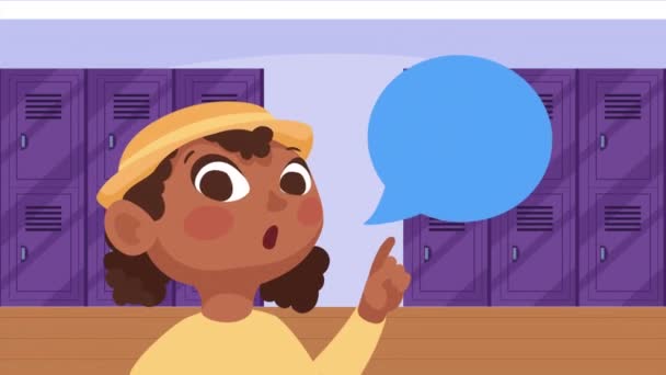 Afro Étudiant Fille Personnage Animation Vidéo Animée — Video