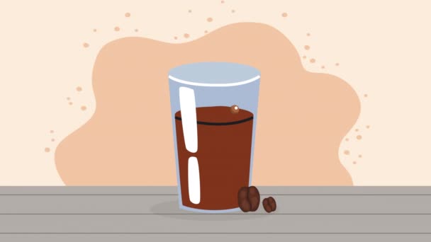 コーヒーをグラスアニメーション4Kビデオアニメーションで — ストック動画