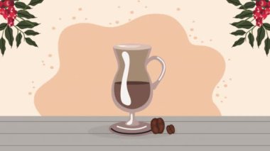 Fincanda buzlu kahve, 4K video animasyonu.