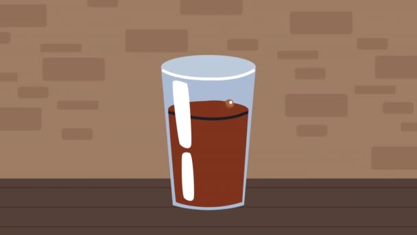 アイスコーヒーをカップ4Kビデオアニメーションで — ストック動画