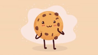 Cookie kawaii yemek karakteri animasyonu, 4k video animasyonu