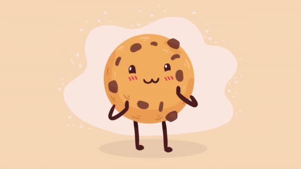Cookie Kawaii Food Character Animace Video Animované — Stock video