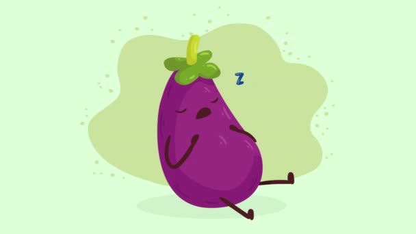 Patlıcan Kawaii Yemek Karakteri Animasyonu Video Animasyonu — Stok video