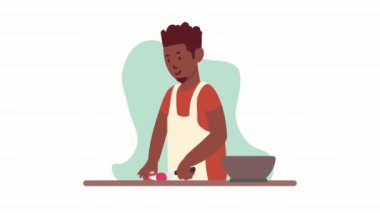 Karakter animasyonlu afro adam, 4k video animasyonu