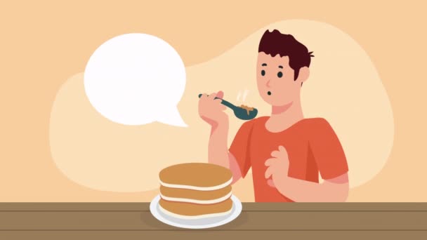 Hombre Cocina Con Cuchara Animación Personajes Video Animado — Vídeo de stock