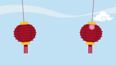 fenerler ve bulutlar chuseok animasyonu, 4k video animasyonu