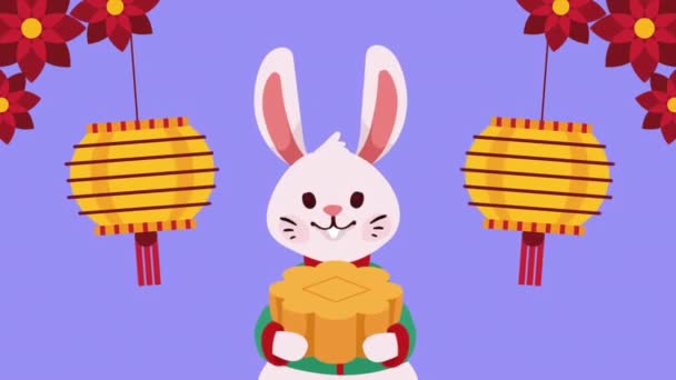 Κουνέλι Mooncake Chuseok Animation Βίντεο Κινουμένων Σχεδίων — Αρχείο Βίντεο