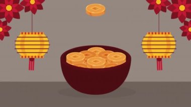 chuseok fenerleri hazine animasyonu, 4k video animasyonu