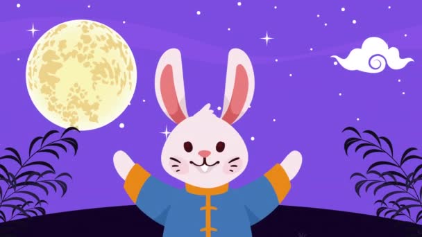 Królik Pełnią Księżyca Animacja Chuseok Animacja Wideo — Wideo stockowe