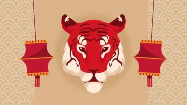 Kaplan Çin Zodyak hayvan animasyonu, 4k video animasyonu