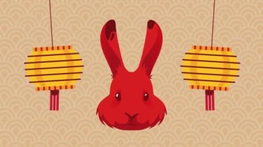 Tavşan Çin Zodyak hayvan animasyonu, 4k video animasyonu