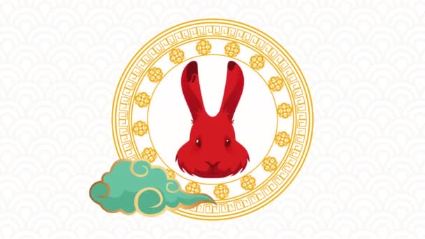 Królik Chiński Zodiaku Zwierząt Animacja Wideo Animowane — Wideo stockowe