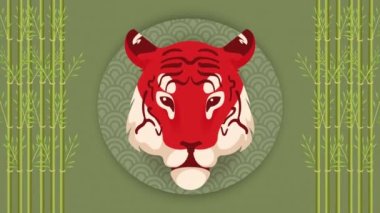 Kaplan Çin Zodyak hayvan animasyonu, 4k video animasyonu