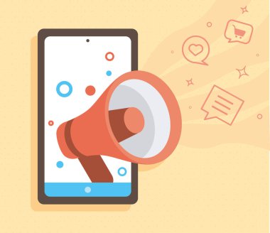 Kırmızı megafon simgelerine sahip akıllı telefon