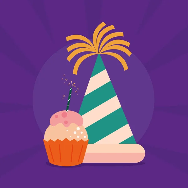 Születésnapi Kalap Sütemény Ünneplés — Stock Vector