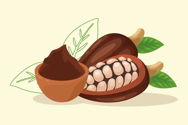 Cacaoplanten Bladeren — Stockvector