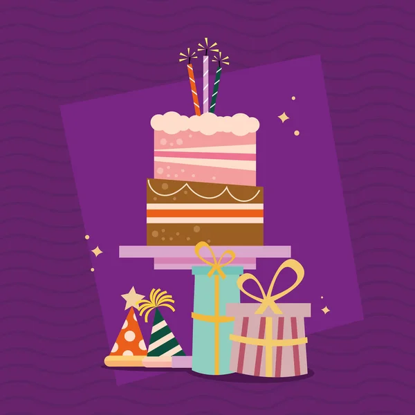 Születésnapi Torta Ajándék Ünneplés — Stock Vector