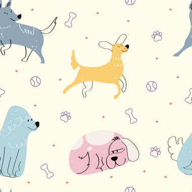 Köpekler ve oyuncaklar şablonu