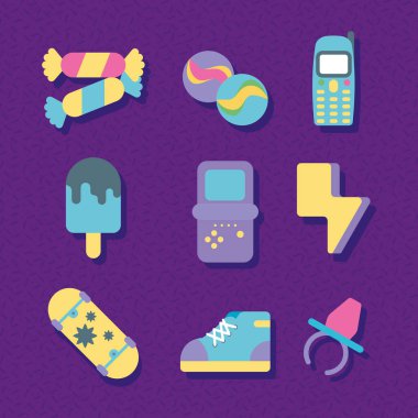 Dokuz nesne 90 'ların biçim simgeleri