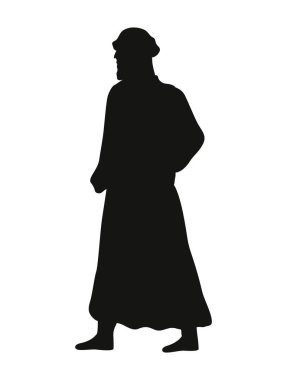 Adam Müslüman yürüyen siluet karakteri