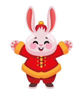 Mutlu Çin tavşanı kutlama karakteri