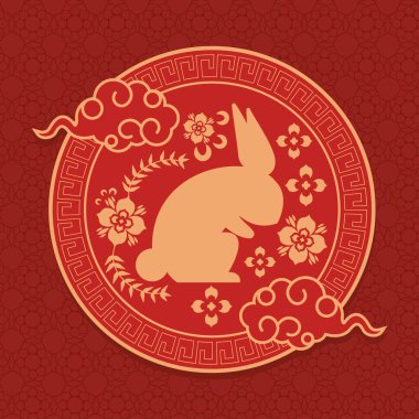 chinese rabbit golden in frame icon
