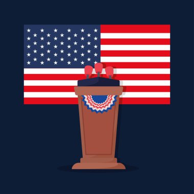 usa flag and speech podium icon