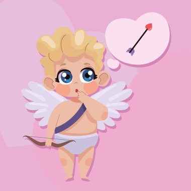 cupid angel thinking in arrow character
