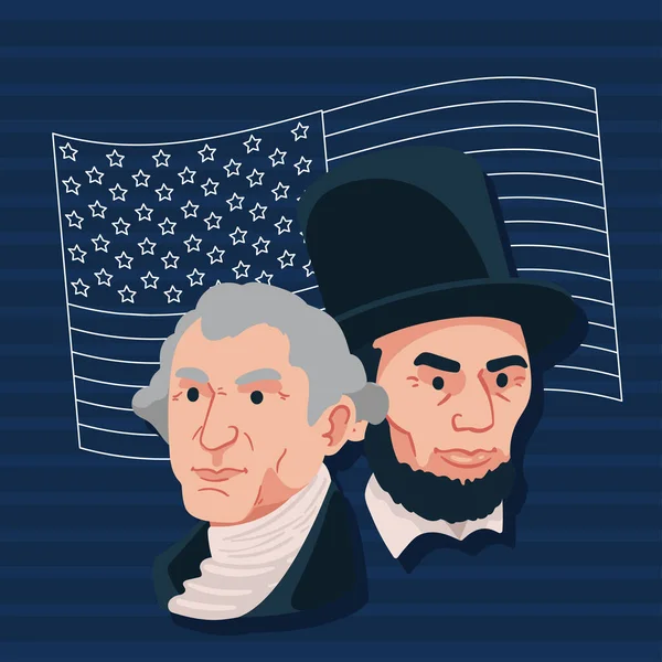 Washington Lincoln Presidents Characters — Stock Vector