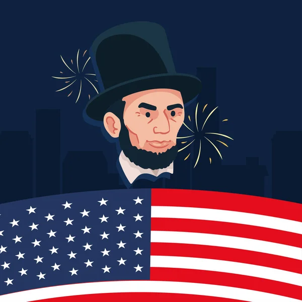 Abraham Lincoln Usa Flag Poster — Stock Vector