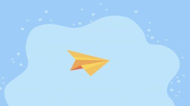 yellow paper airplane flying animation ,4k video animated