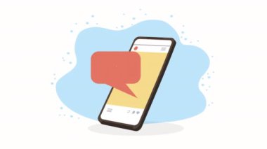 smartphone with speech bubble tech ,4k video animated