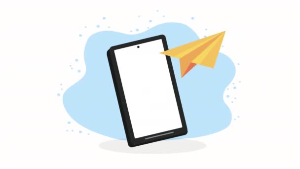 Smartphone Device Paper Airplane Video Animated — Vídeos de Stock