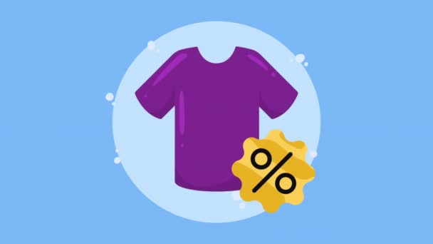Percent Symbol Purple Shirt Video Animated — Vídeos de Stock
