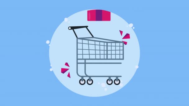 Hediyeli Alışveriş Arabası Pazarı Video Animasyonu — Stok video