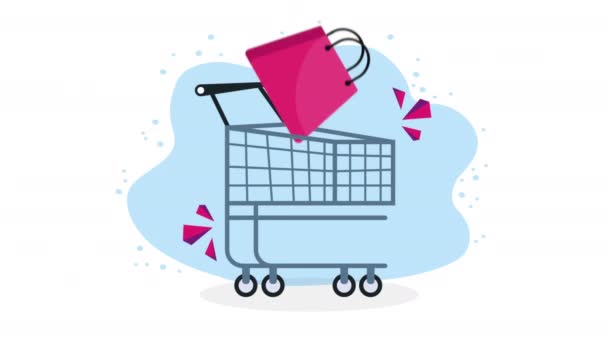 Shopping Cart Bag Animation Video Animated — Stok video