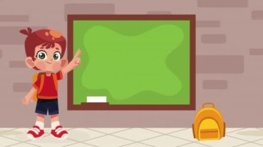 little student boy with chalkboard character ,4k video animated