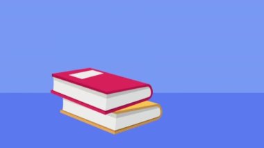 afro little student boy with books ,4k video animated