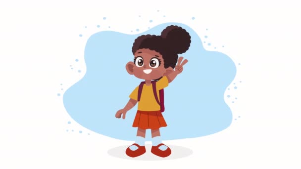 Afro Studentka Animace Postav Video Animované — Stock video