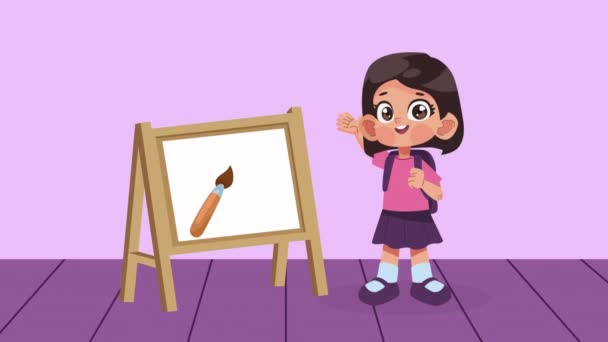 Little Student Girl Character Animation Video Animated — Wideo stockowe